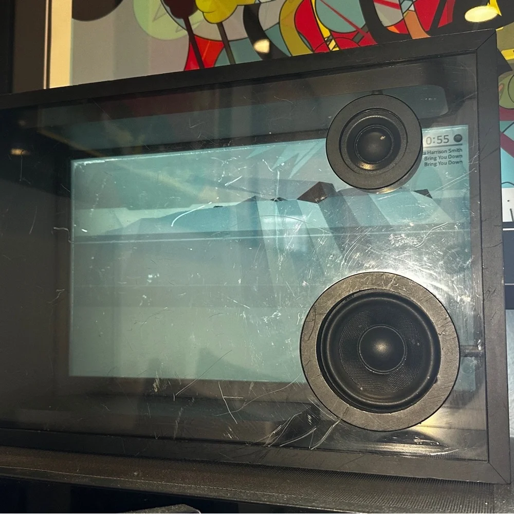 Black Digital Photo Frame with Dual Speakers